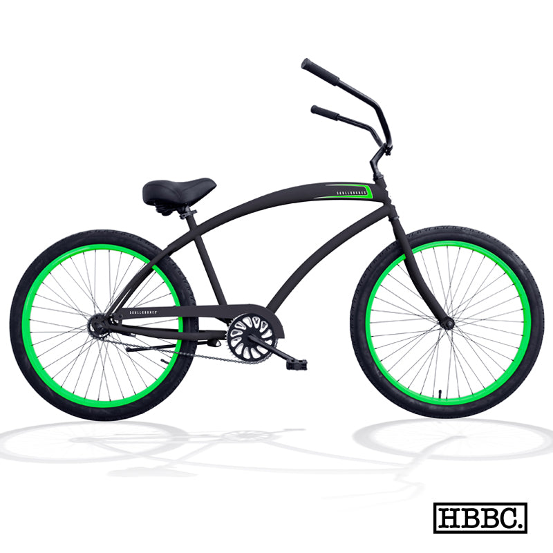 HBBC SKULLXBONES Men’s Beach Cruiser – FLAT BLACK/GREEN