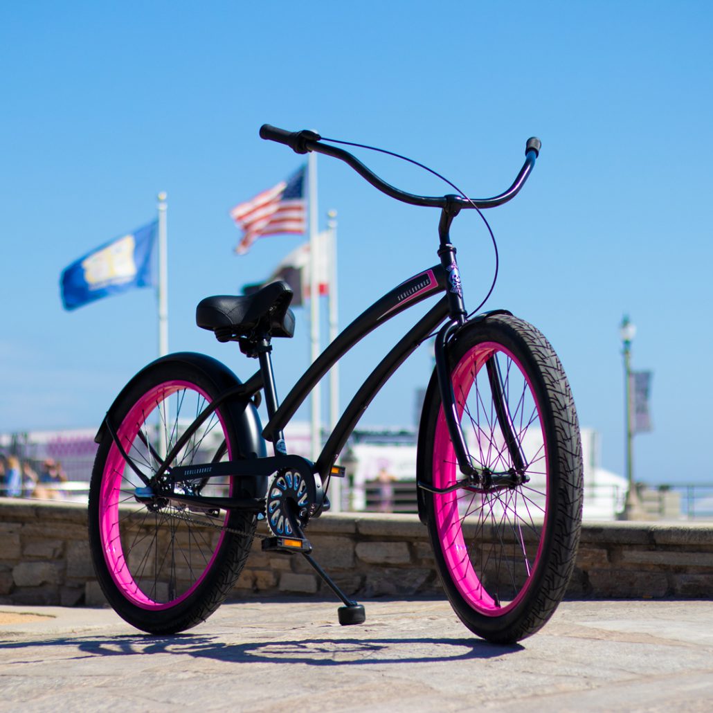 Black and pink beach cruiser sale